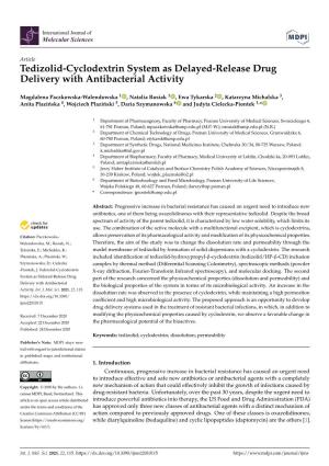 Tedizolid-Cyclodextrin System As Delayed-Release Drug Delivery with Antibacterial Activity