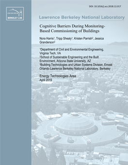 Cognitive Barriers During Monitoring- Based Commissioning of Buildings