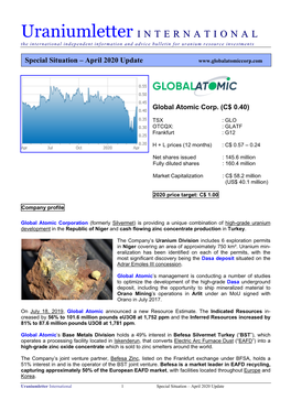 Uraniumletter International 1 Special Situation – April 2020 Update
