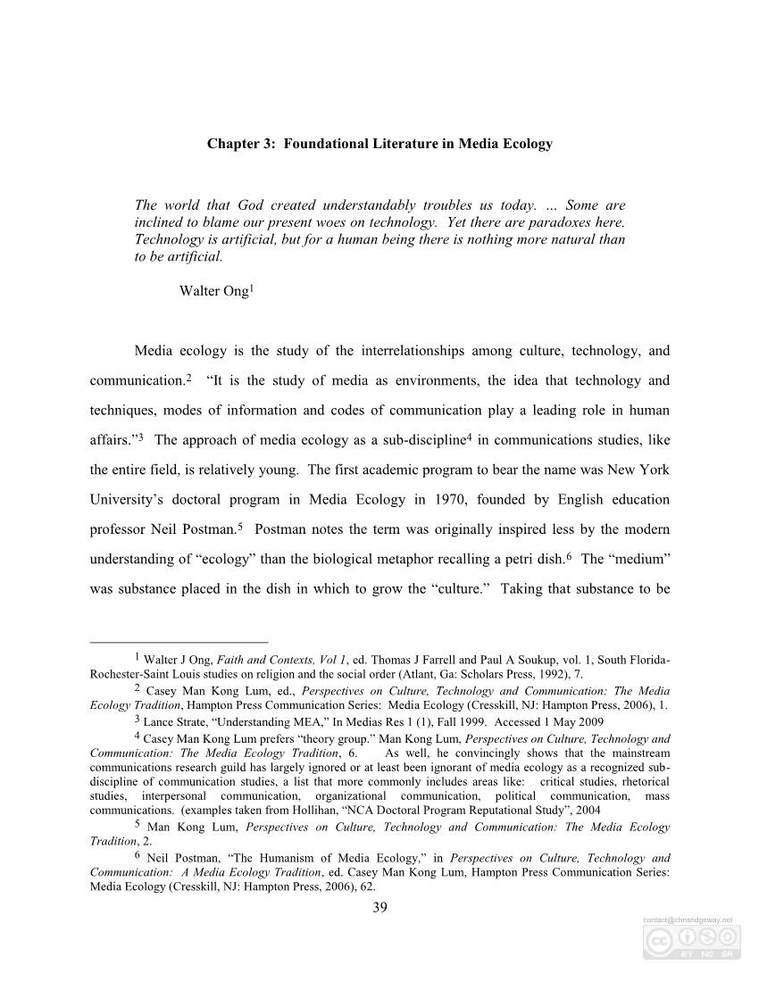 Chapter 3 Foundational Literature in Media Ecology P39-54