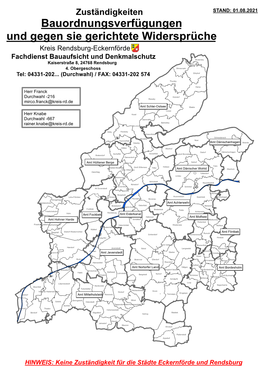 Bauordnungsverfügungen Und Gegen Sie Gerichtete Widersprüche Kreis Rendsburg-Eckernförde