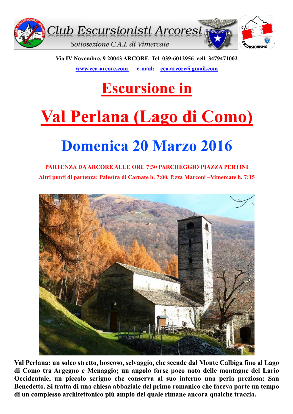 Val Perlana (Lago Di Como) Domenica 20 Marzo 2016