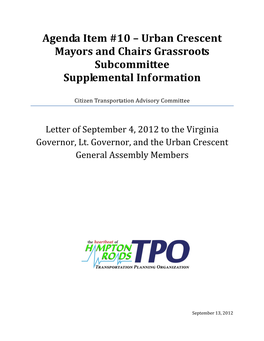 Urban Crescent Mayors and Chairs Grassroots Subcommittee Supplemental Information