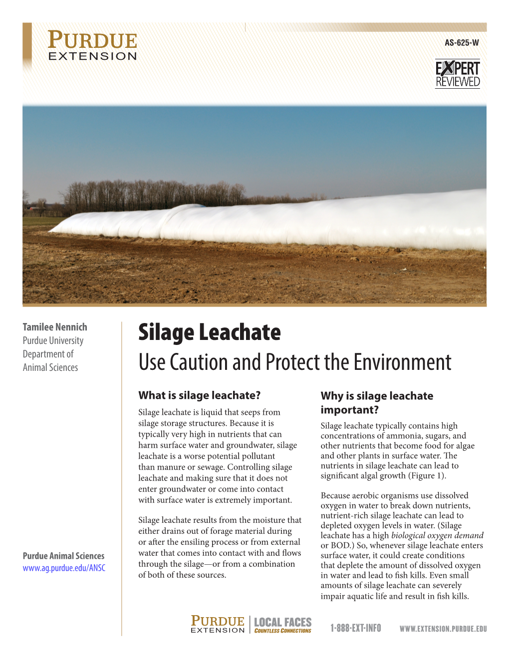 Silage Leachate Department of Animal Sciences Use Caution and Protect the Environment