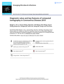 Diagnostic Value and Key Features of Computed Tomography in Coronavirus Disease 2019