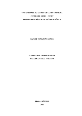 O Samba Para Piano Solo De Cesar Camargo Mariano