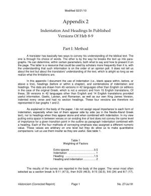 Appendix 2: Indentation and Headings in Published