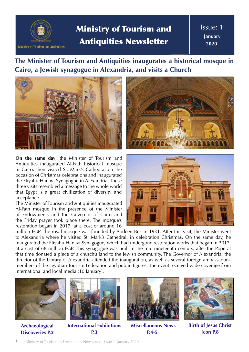 Ministry of Tourism and Antiquities Newsletter - Issue 1 -January 2020 Archaeological Discoveries