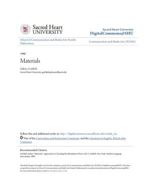 Materials Sidney Gottlieb Sacred Heart University, Gottliebs@Sacredheart.Edu
