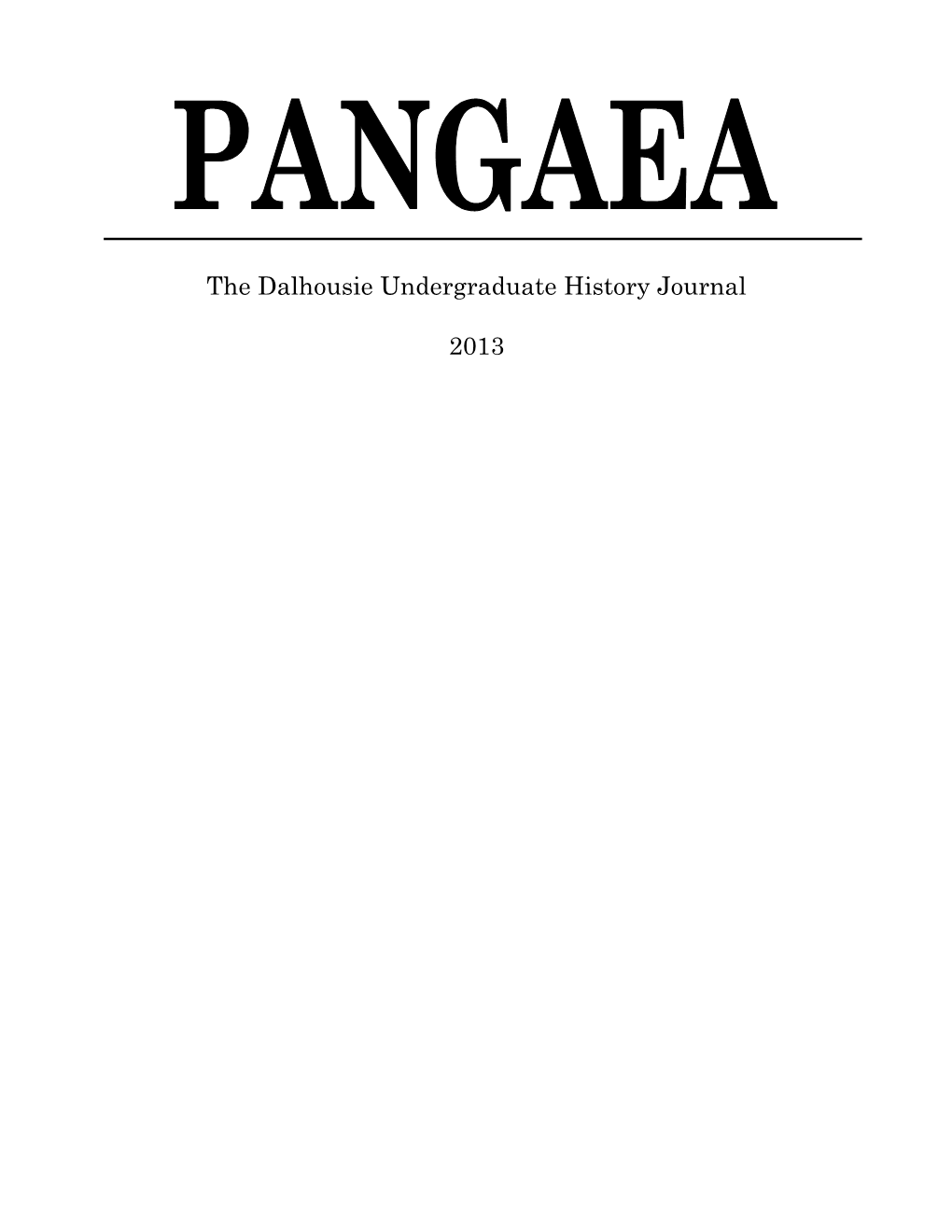 The Dalhousie Undergraduate History Journal 2013