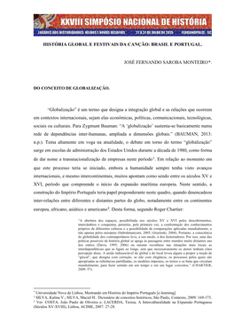 História Global E Festivais Da Canção: Brasil E Portugal