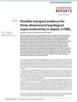 Possible Transport Evidence for Three-Dimensional Topological
