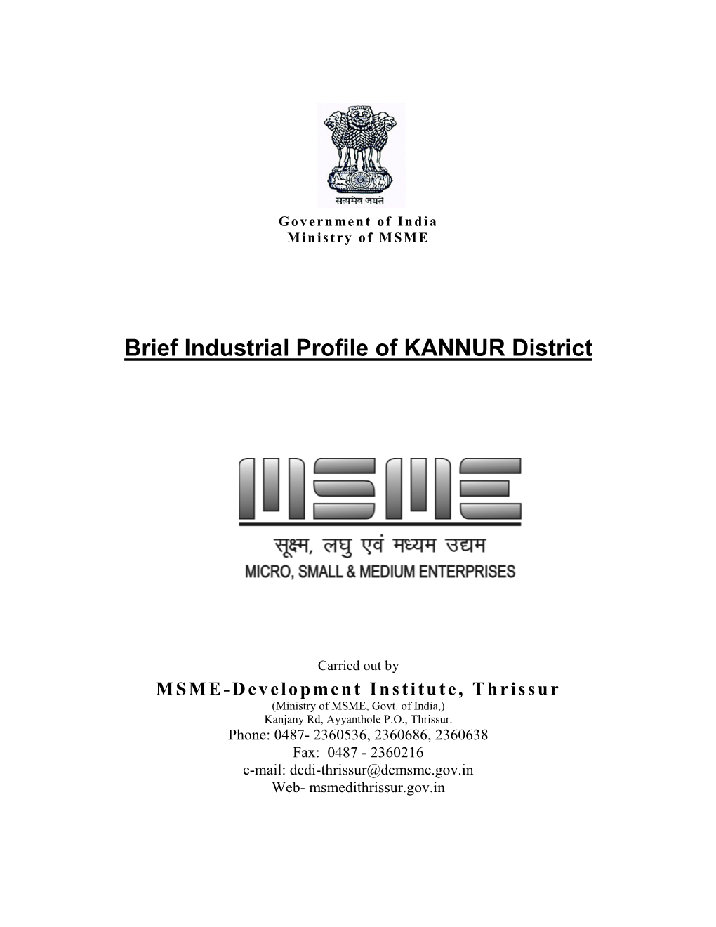 Brief Industrial Profile of KANNUR District