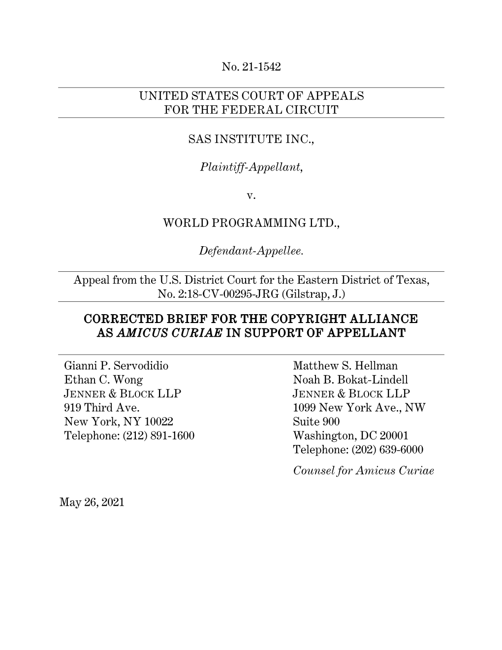 CORRECTED Copyright Alliance Amicus Brief for FILING