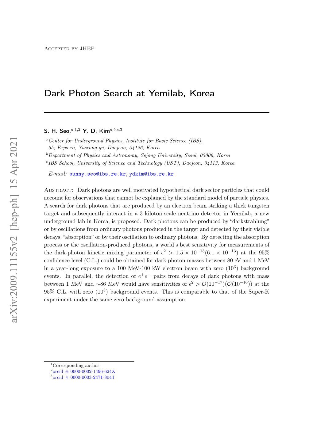 Dark Photon Search at Yemilab, Korea