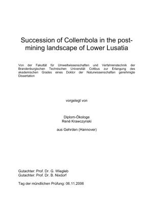 Succession of Collembola in the Post-Mining Landscape of Lower Lusatia