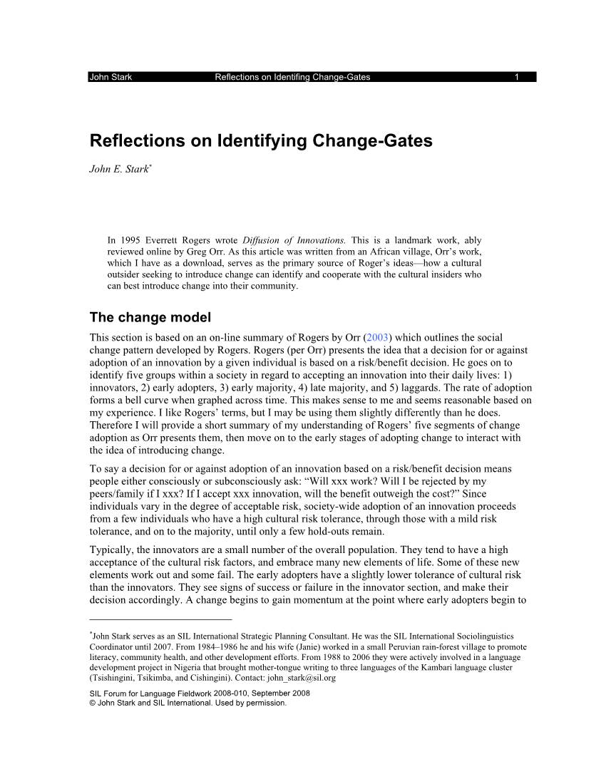 Reflections on Indentifying Change-Gates