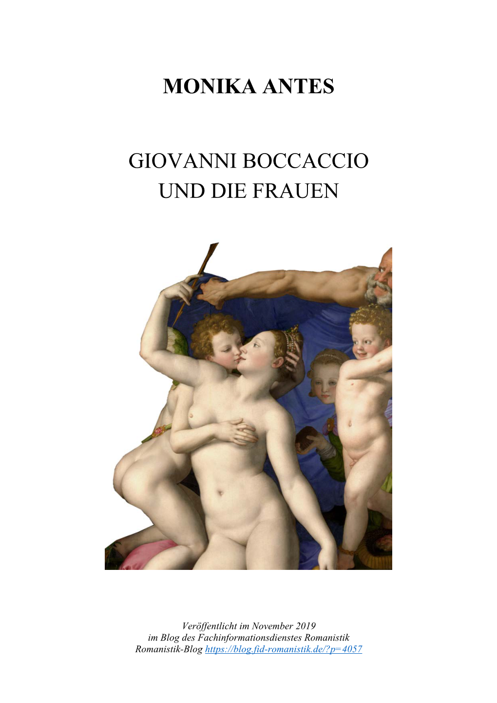 Monika Antes Giovanni Boccaccio Und Die Frauen