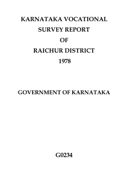 Karnataka Vocational Survey Report of Raichur District 1978