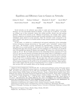 Equilibria and Efficiency Loss in Games on Networks