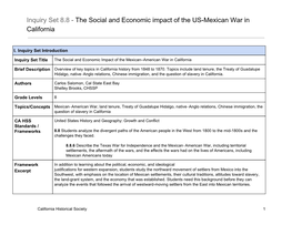 The Social and Economic Impact of the US-Mexican War in California