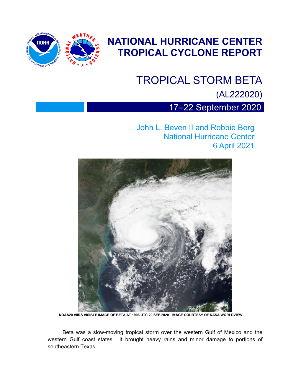 TROPICAL STORM BETA (AL222020) 17–22 September 2020