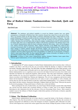 Rise of Radical Islamic Fundamentalism: Mawdudi, Qutb and Faraj
