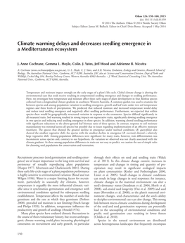 Climate Warming Delays and Decreases Seedling Emergence in a Mediterranean Ecosystem