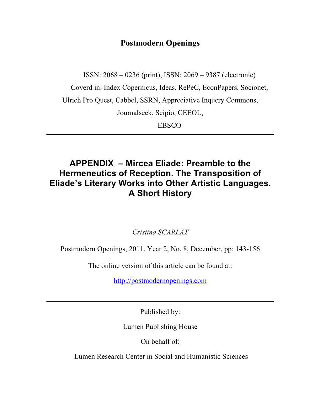 APPENDIX-Mircea-Eliade-Preamble-To-The-Hermeneutics-Of-Reception-The-Transposition