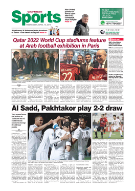 Al Sadd, Pakhtakor Play 2-2 Draw Xavi Scores Brace for Wolves in Tashkent but Al Sadd Remain Second in Group D with Four Points AFC DOHA/TASHKENT
