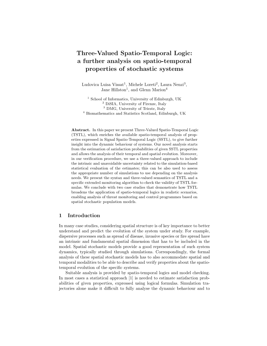 Three-Valued Spatio-Temporal Logic: a Further Analysis on Spatio-Temporal Properties of Stochastic Systems