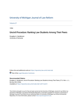 Uncivil Procedure: Ranking Law Students Among Their Peers