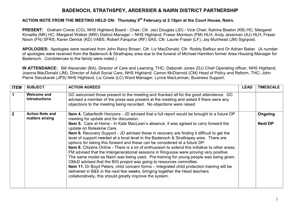 Badenoch, Strathspey, Ardersier & Nairn District Partnership