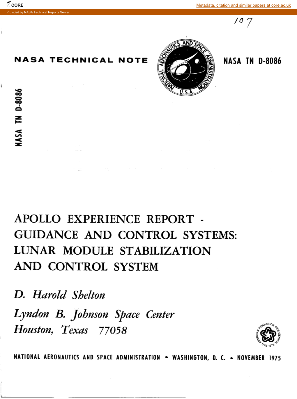 Lunar Module Stabilization and Control System