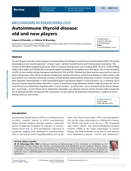 Autoimmune Thyroid Disease: 170:6 R241–R252 Review W M Wiersinga Old and New Players
