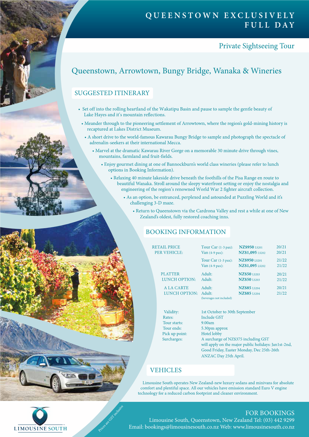 Queenstown, Arrowtown, Bungy Bridge, Wanaka & Wineries