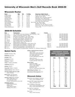University of Wisconsin Men's Golf Records Book 2008-09