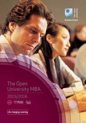 The Open University MBA 2015/2016 Foreword by Professor Rebecca Taylor, Dean, OU Business School (OUBS)