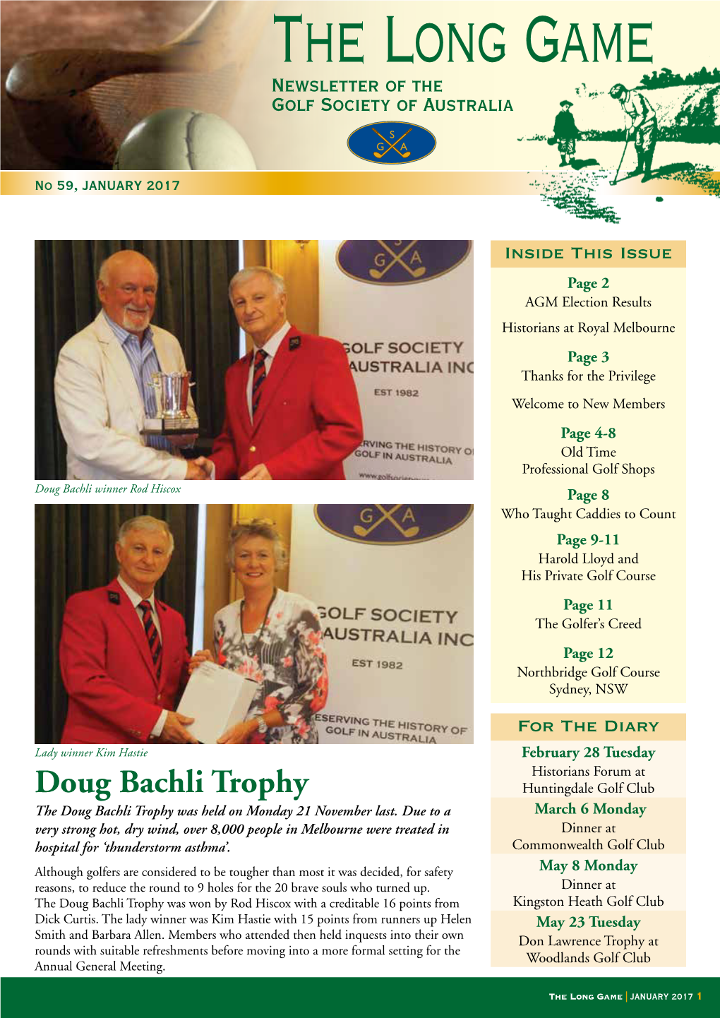 Newsletter of the Golf Society of Australia Doug Bachli Trophy