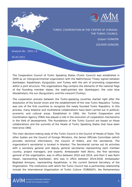 Turkic Cooperation in the Center of Eurasia: the Turkic Council