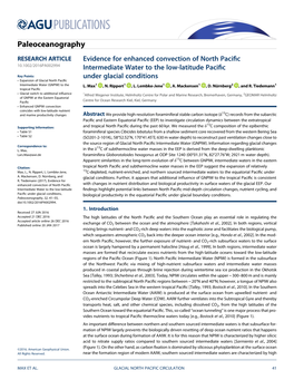 Evidence for Enhanced Convection of North Pacific Intermediate Water To