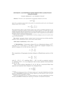 Doubling Algorithms with Permuted Lagrangian Graph Bases