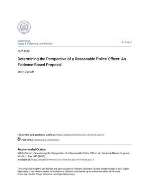 Determining the Perspective of a Reasonable Police Officer: an Evidence-Based Proposal