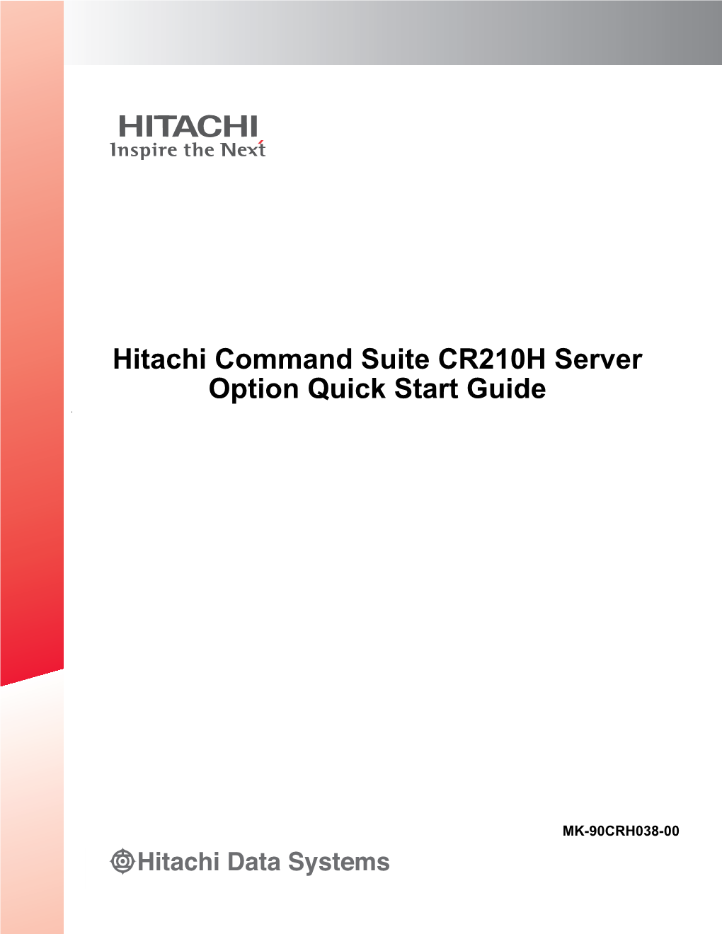 Hitachi Command Suite CR210H Server Option Quick Start Guide