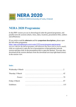 NERA 2020 Programme