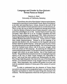 Language and Gender in Don Quixote: Teresa Panza As Subject