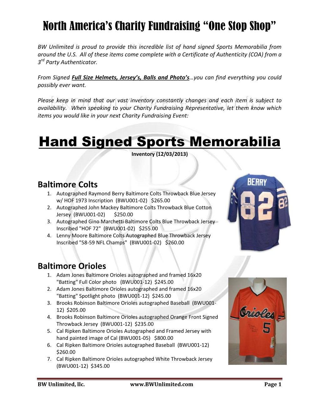 Hand Signed Sports Memorabilia from Around the U.S