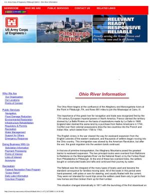 USACE Ohio River Information