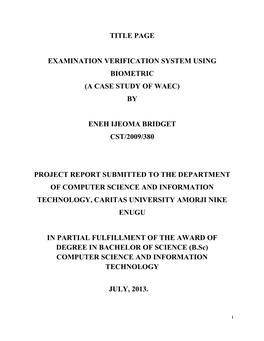 Title Page Examination Verification System Using