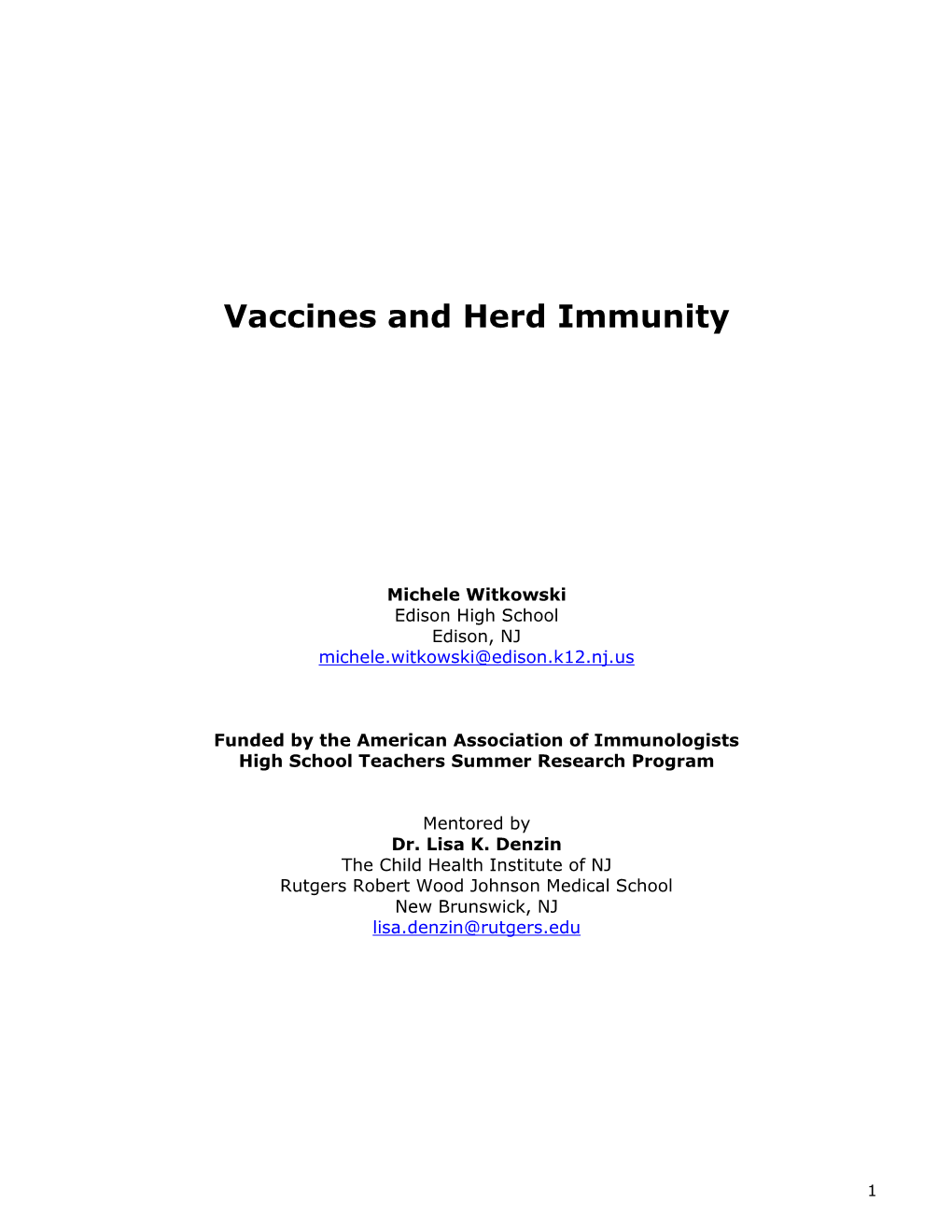 Vaccines and Herd Immunity